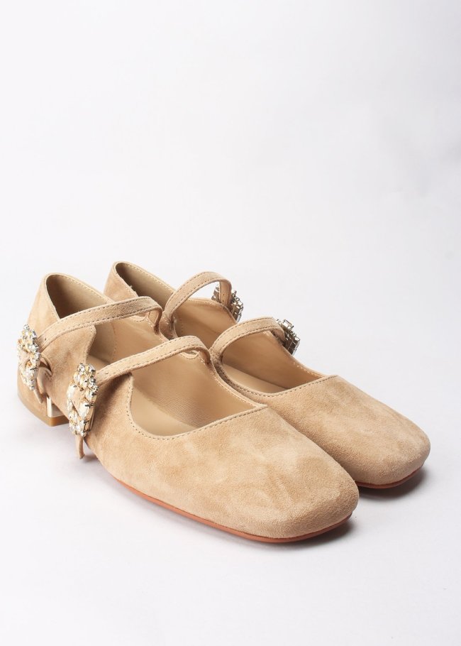 salon hebillas piedras suede vison