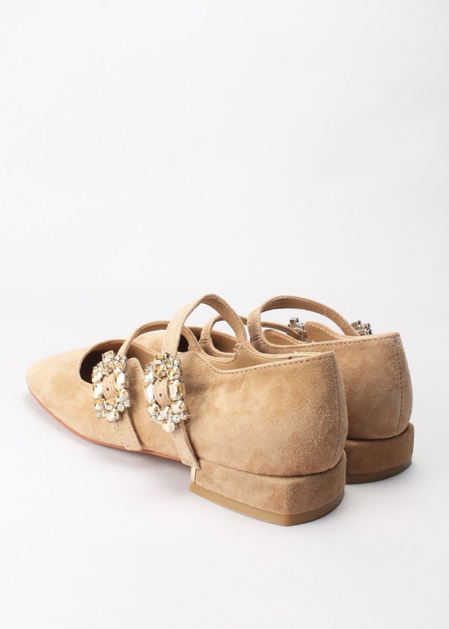 salon hebillas piedras suede vison