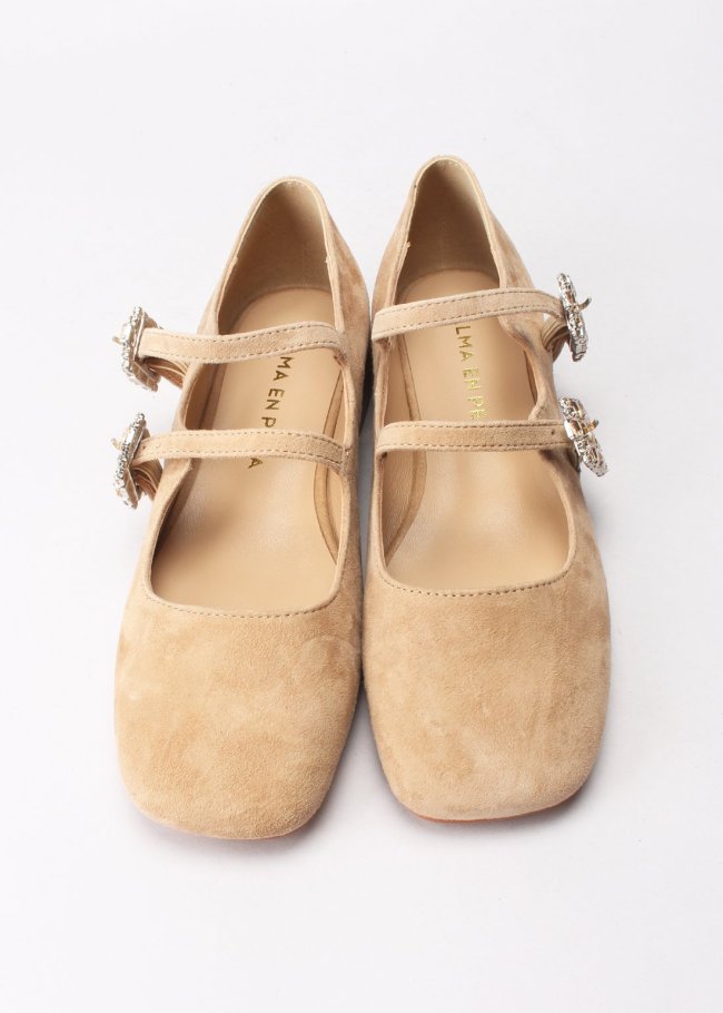 salon hebillas piedras suede vison