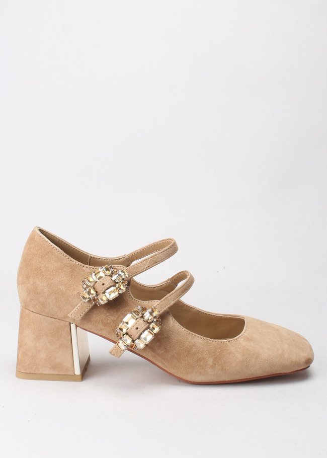 salon hebillas piedras suede vison