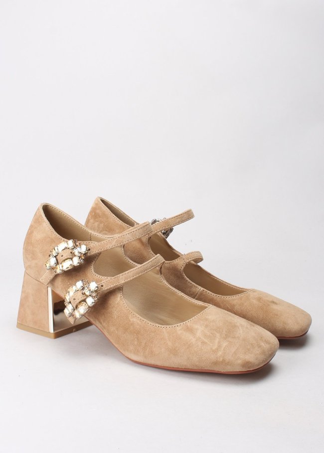 salon hebillas piedras suede vison