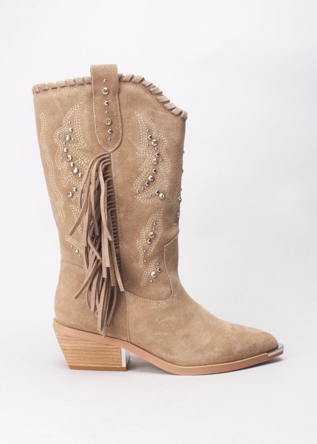 bota campera flecos crosta vison