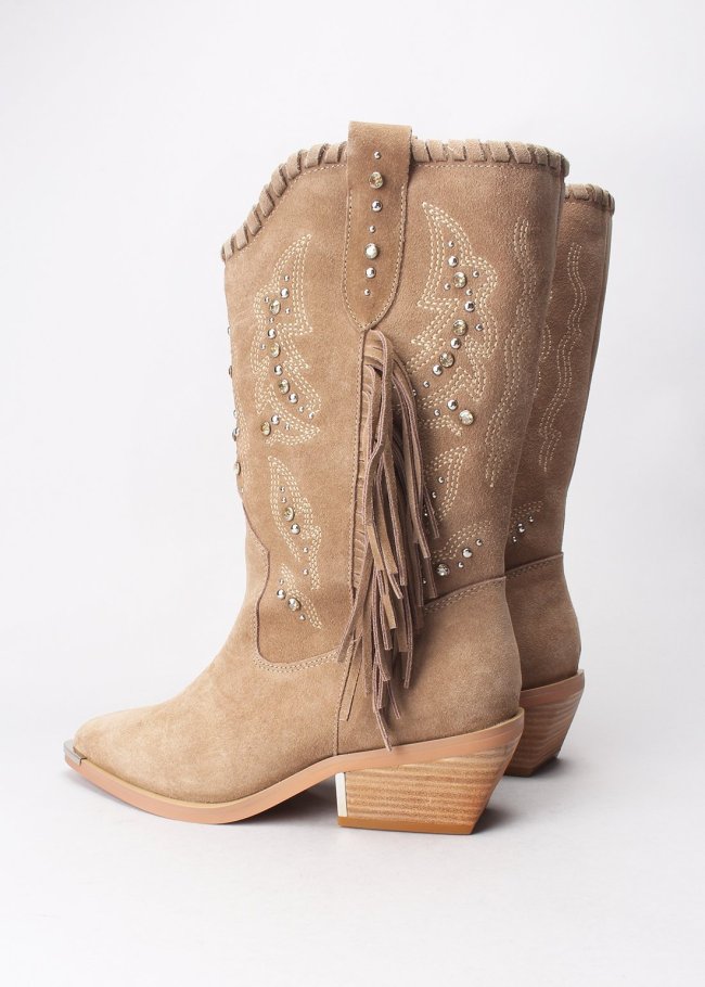 bota campera flecos crosta vison