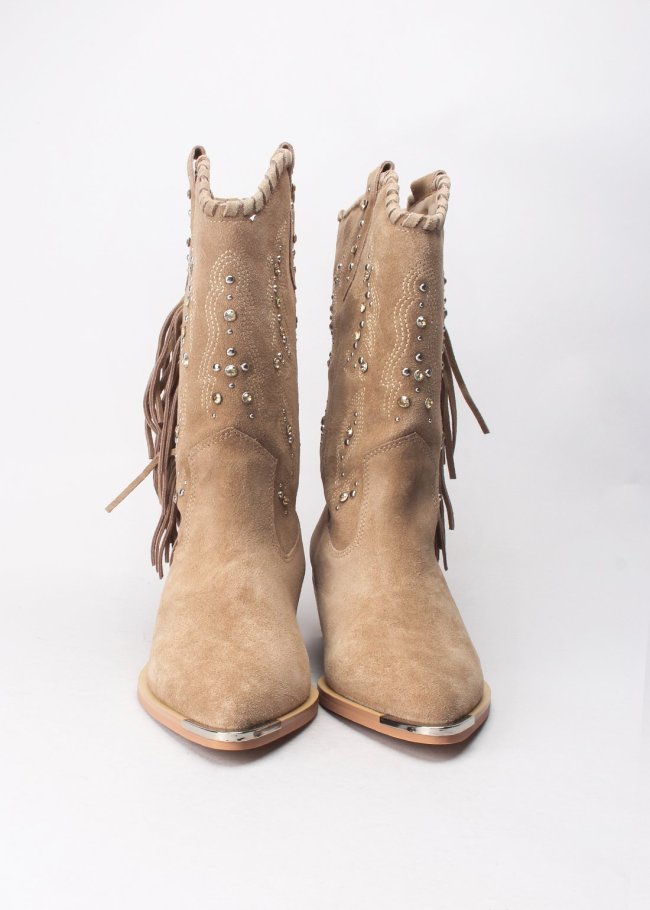 bota campera flecos crosta vison