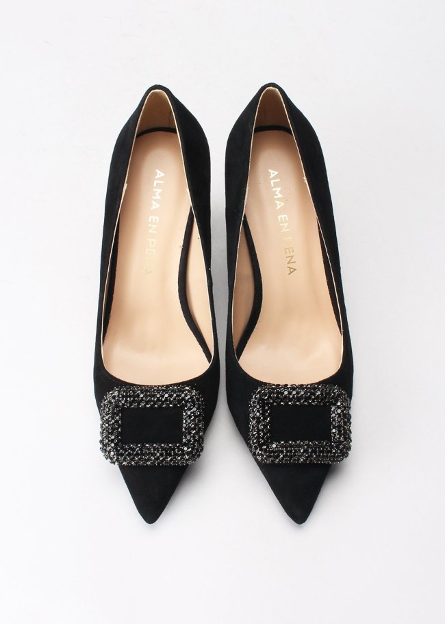 salon adorno piedras suede black