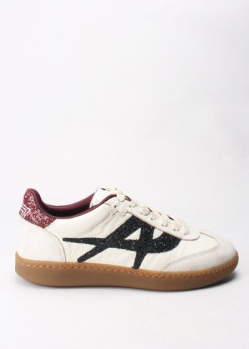 deportiva white glitter negro