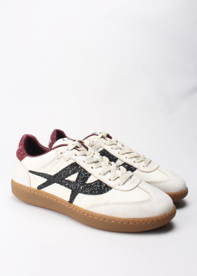 deportiva white glitter negro