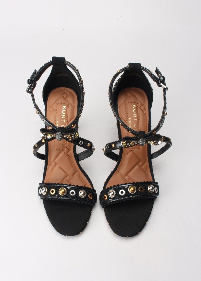 mini bow eyelet sandal black comb leathe