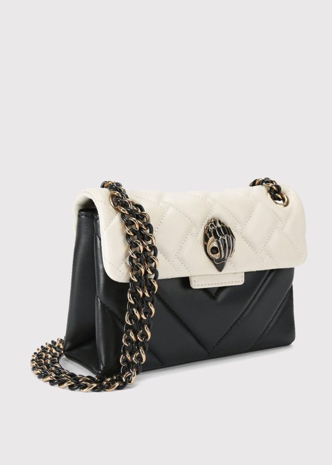 kensington bag e blk white leather