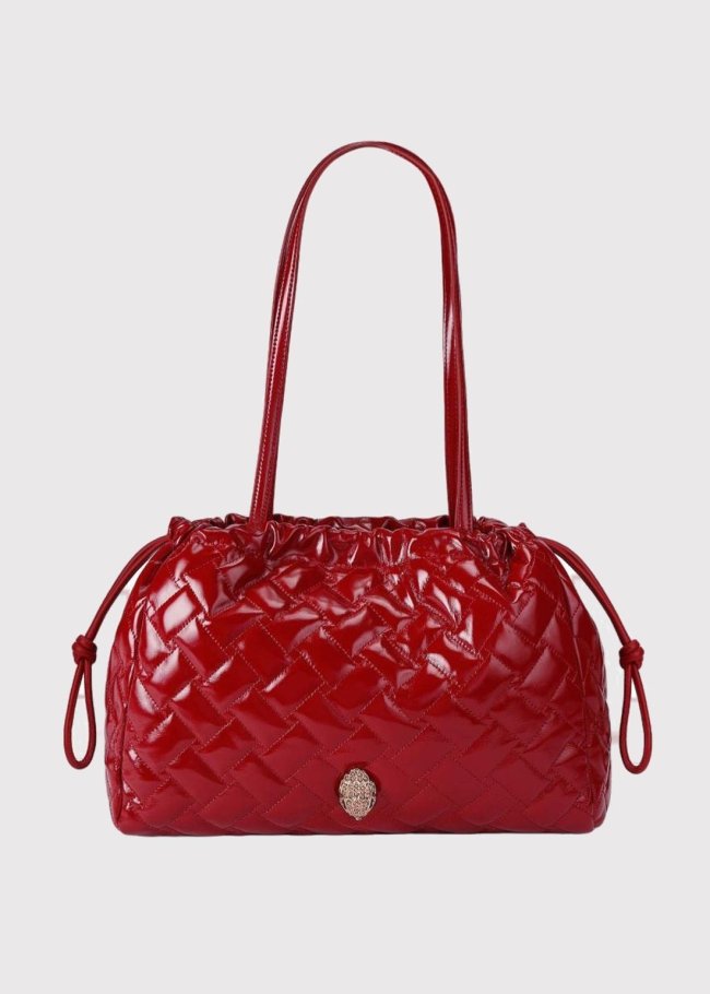 kensington string tote red patent leathe