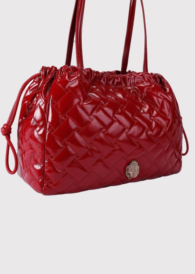 kensington string tote red patent leathe