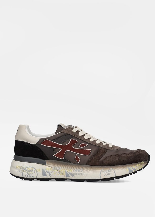 sneakers marron logo burdeos