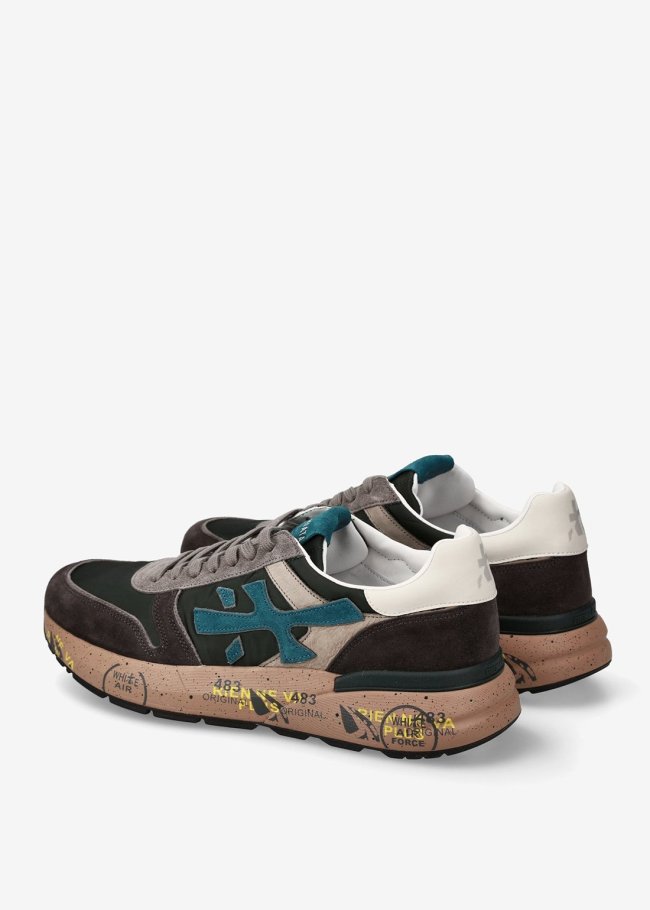 sneakers negro logo turquesa