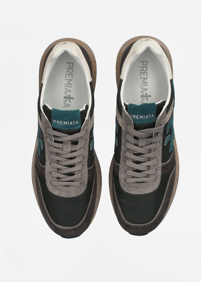 sneakers negro logo turquesa