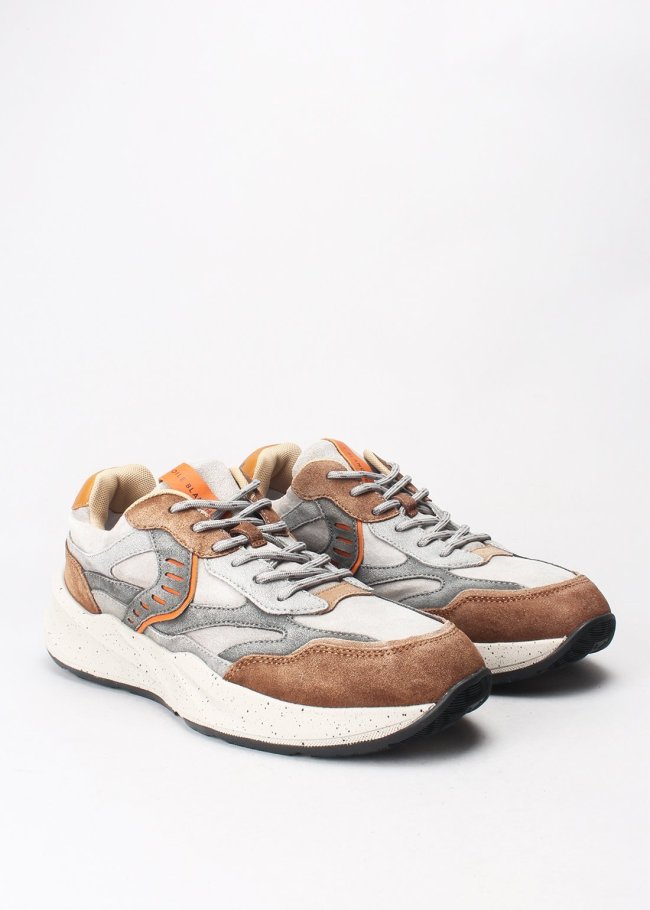 deportiva washed leather brown grey