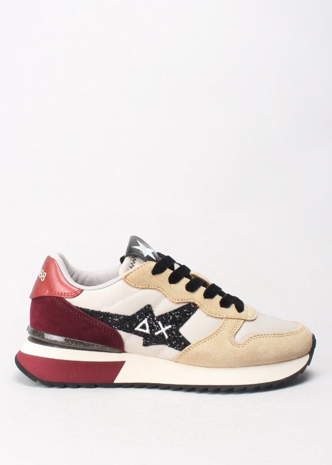 deportiva stargirl glitter beige burdeos