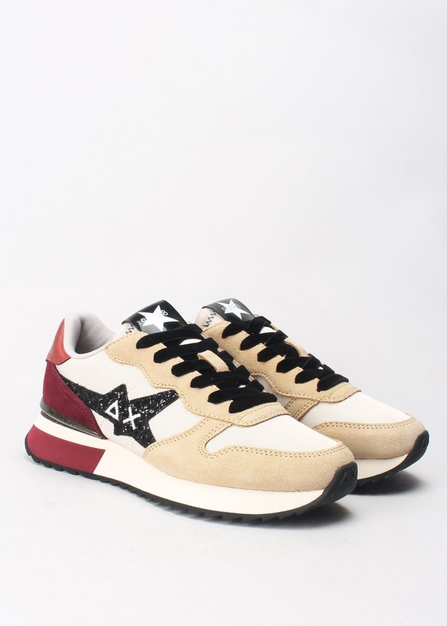 deportiva stargirl glitter beige burdeos