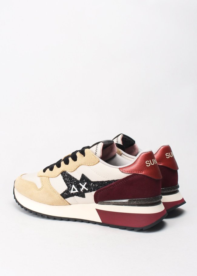 deportiva stargirl glitter beige burdeos