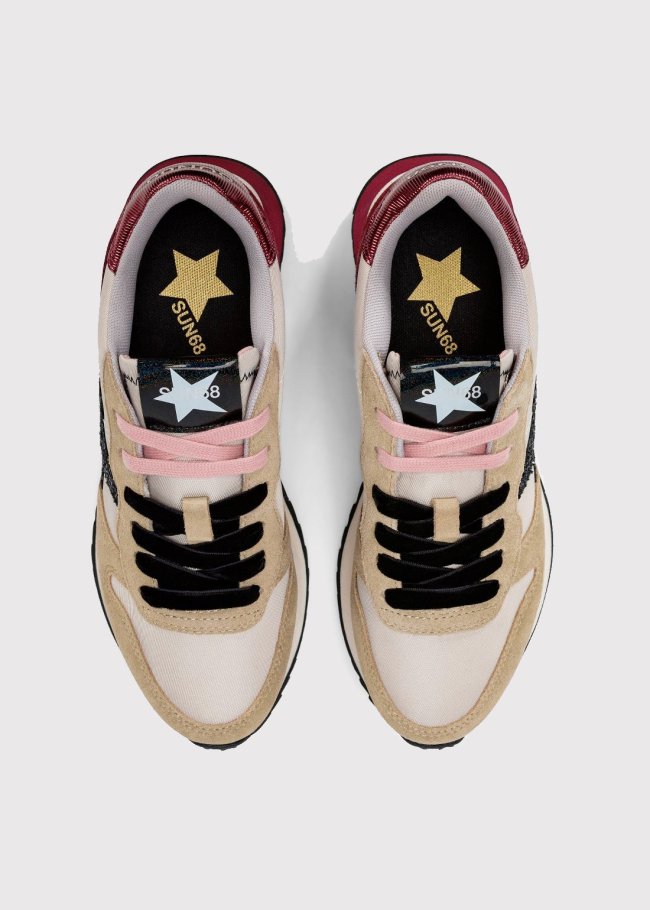 deportiva stargirl glitter beige burdeos
