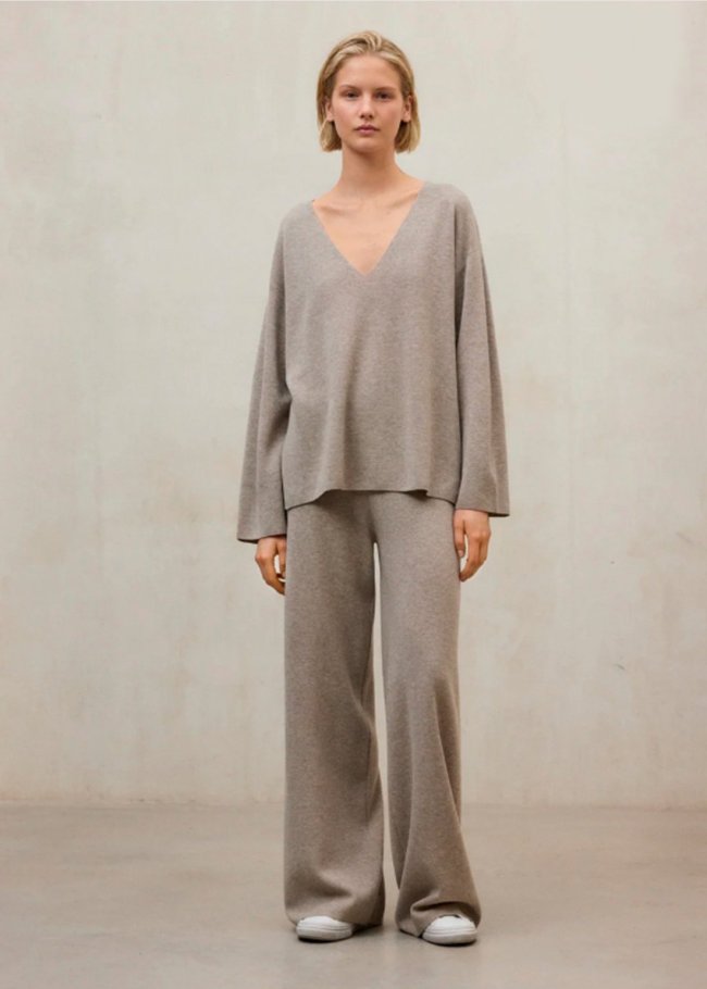 knit woman dark sand melange 389