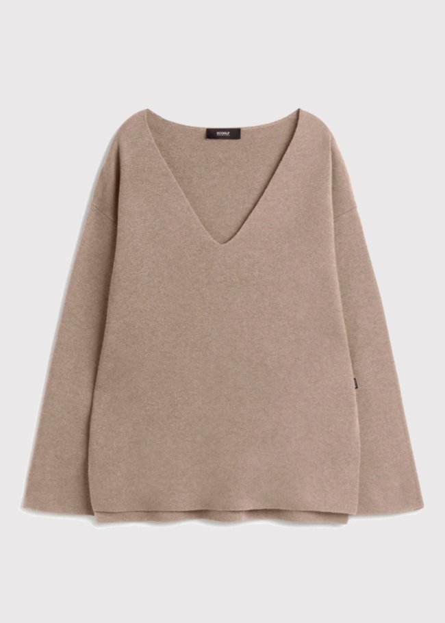 knit woman dark sand melange 389