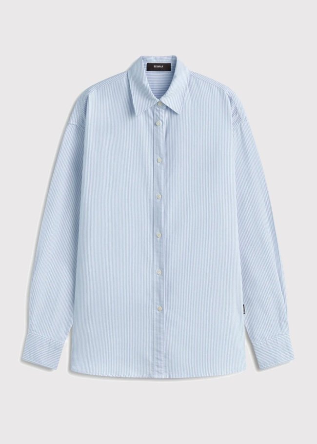 shirt woman white sky blue stripes 836