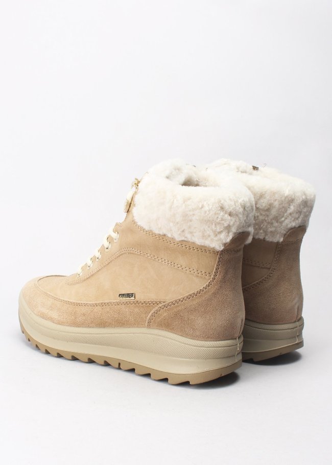 botin cordones serraje biscotto