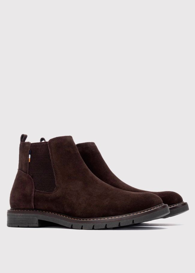 botin chelsea serraje marron