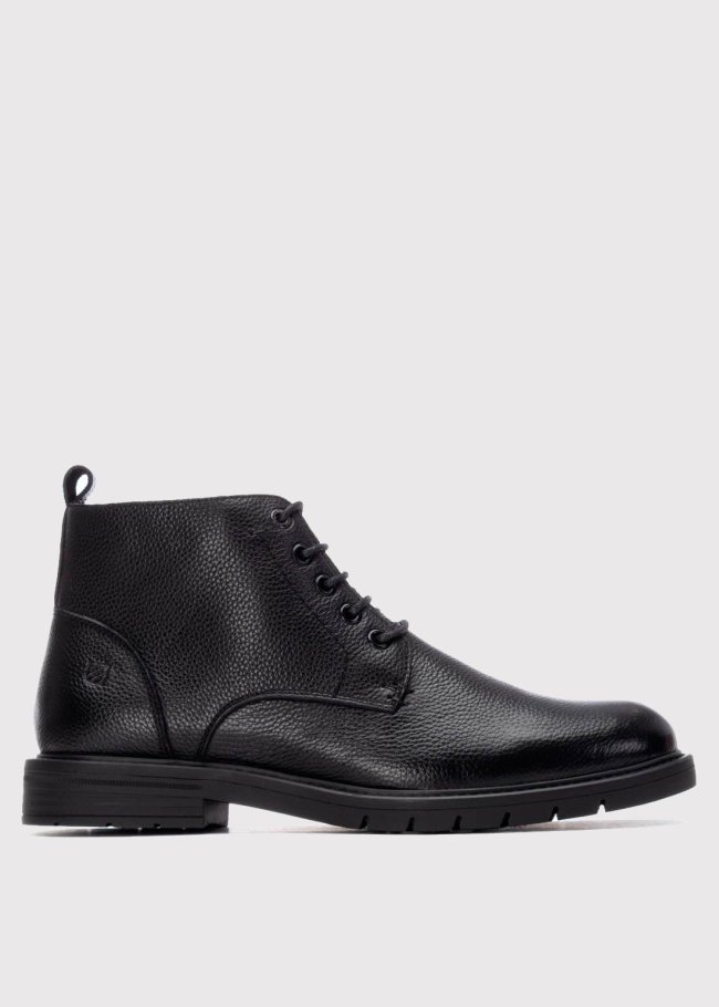 botin cordones piel negro