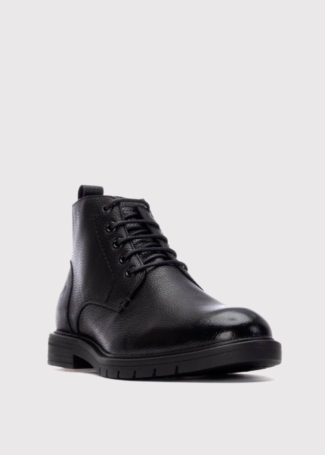 botin cordones piel negro