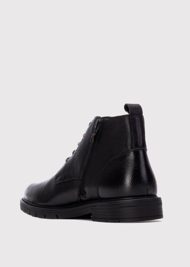 botin cordones piel negro