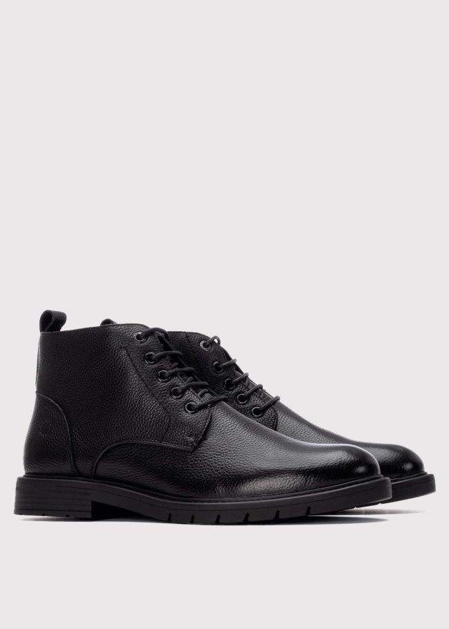 botin cordones piel negro