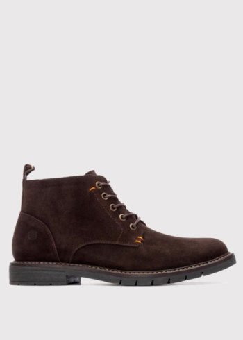 botin cordones serraje marron