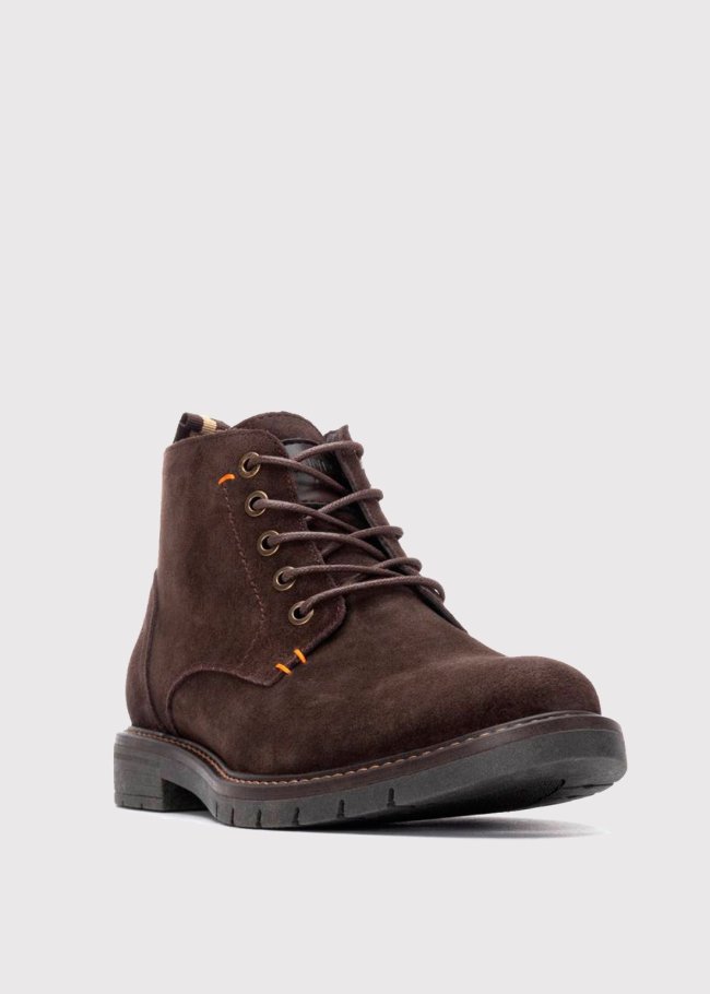 botin cordones serraje marron