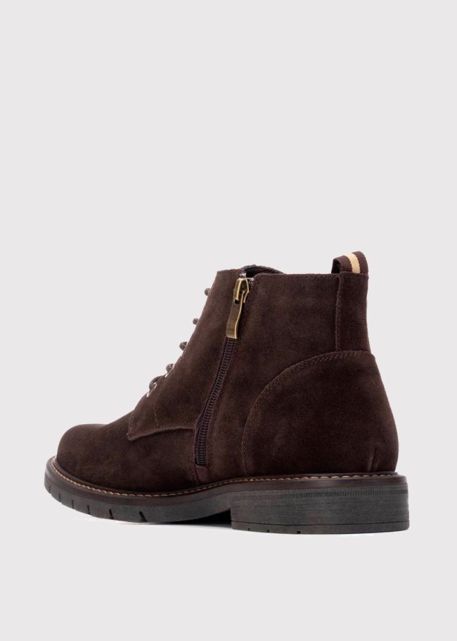 botin cordones serraje marron
