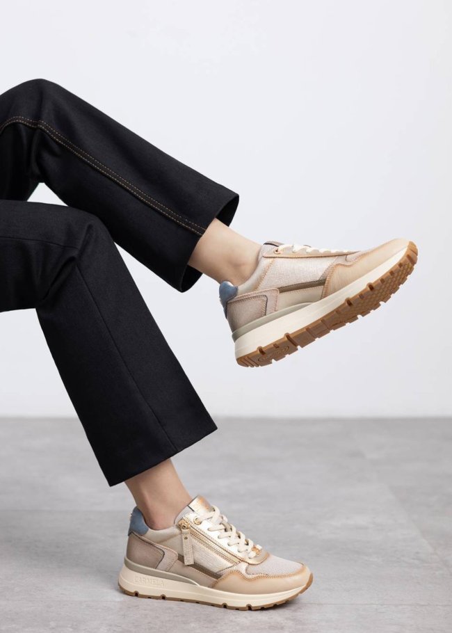 deportiva piel beige