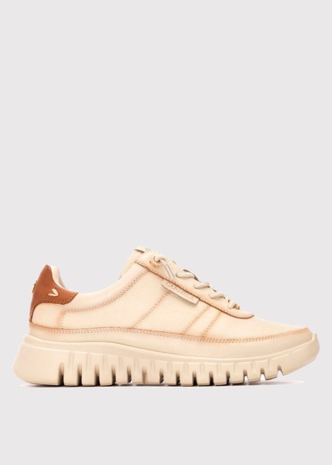 deportiva piel beige