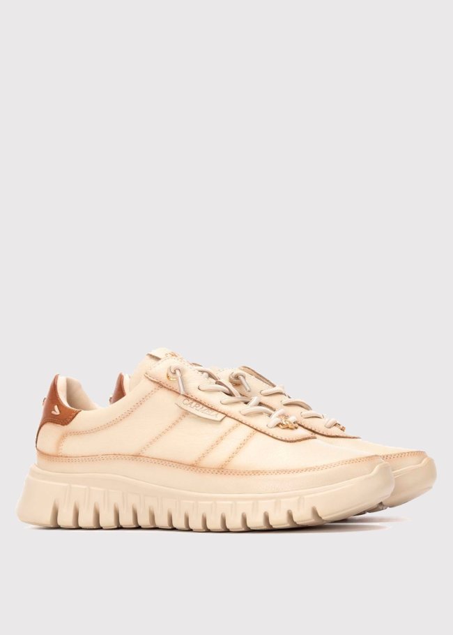 deportiva piel beige