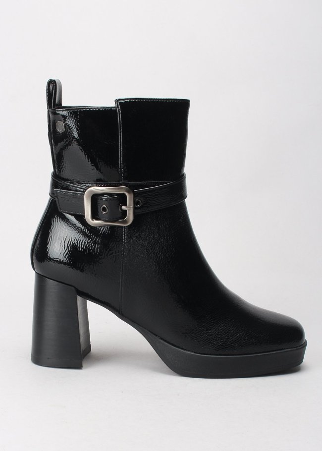 botin hebilla piel negro