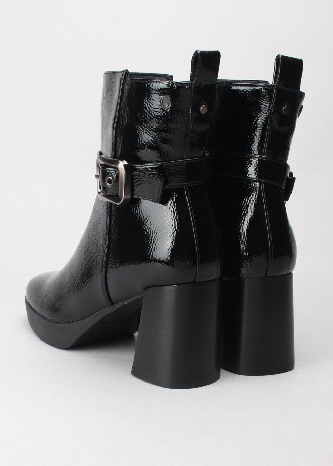 botin hebilla piel negro