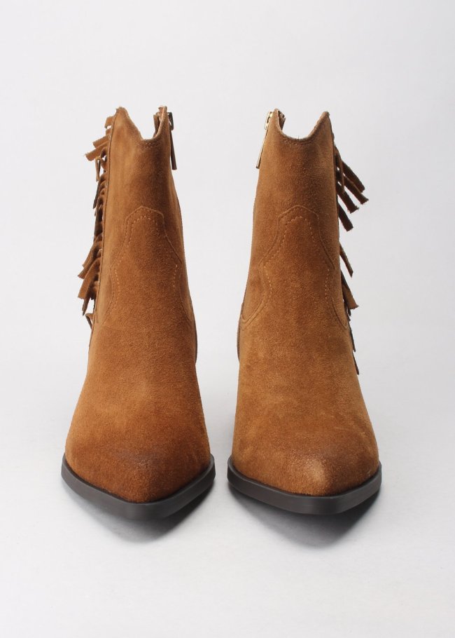 botin campero flecos serraje camel