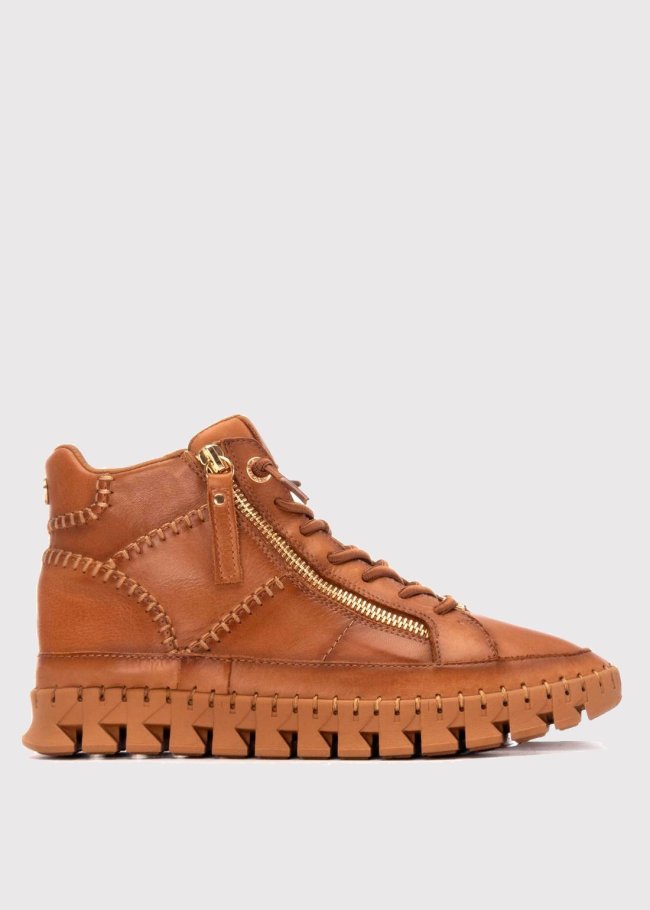 deportiva botin piel camel