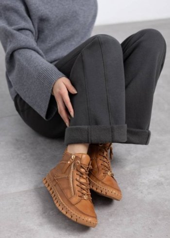 deportiva botin piel camel 2