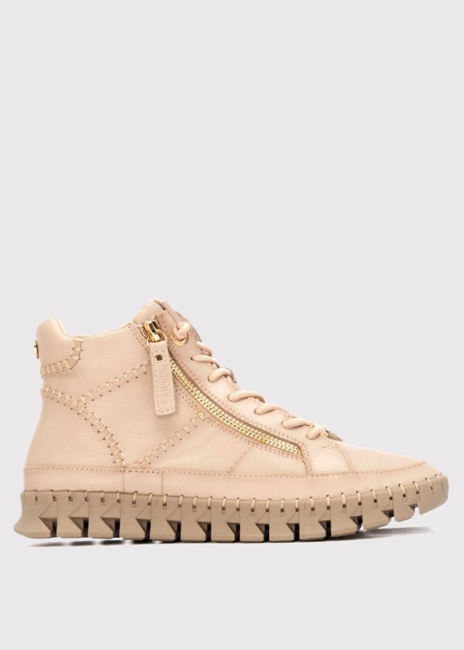 deportiva botin piel beige