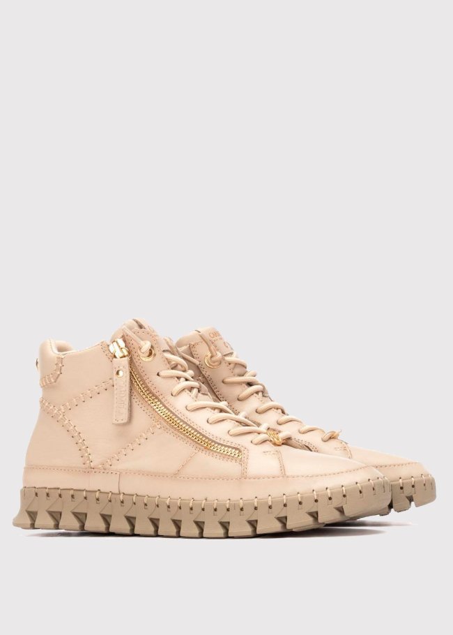 deportiva botin piel beige