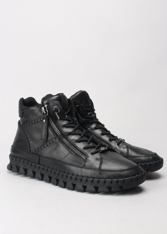 deportiva botin piel negro