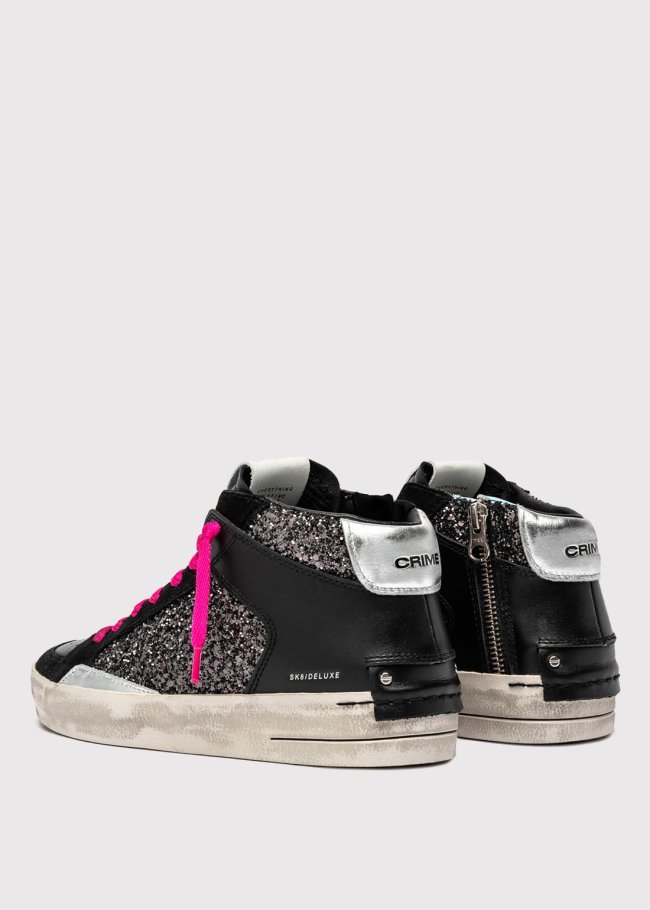 deportiva botin gliter negro