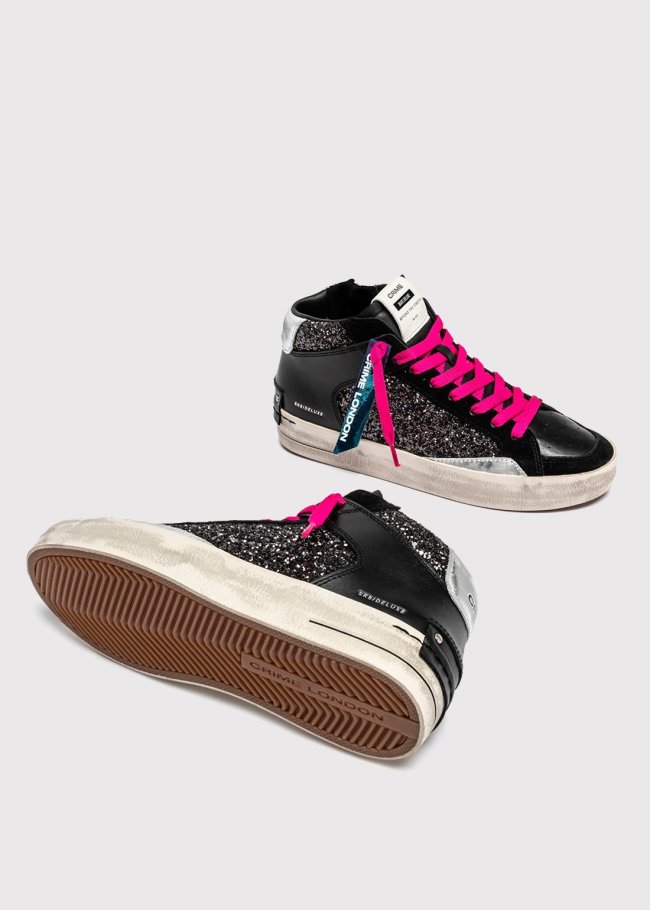 deportiva botin gliter negro