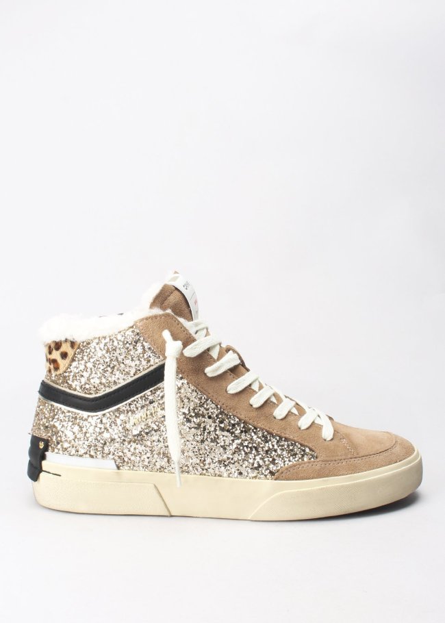 deportiva botin gliter oro