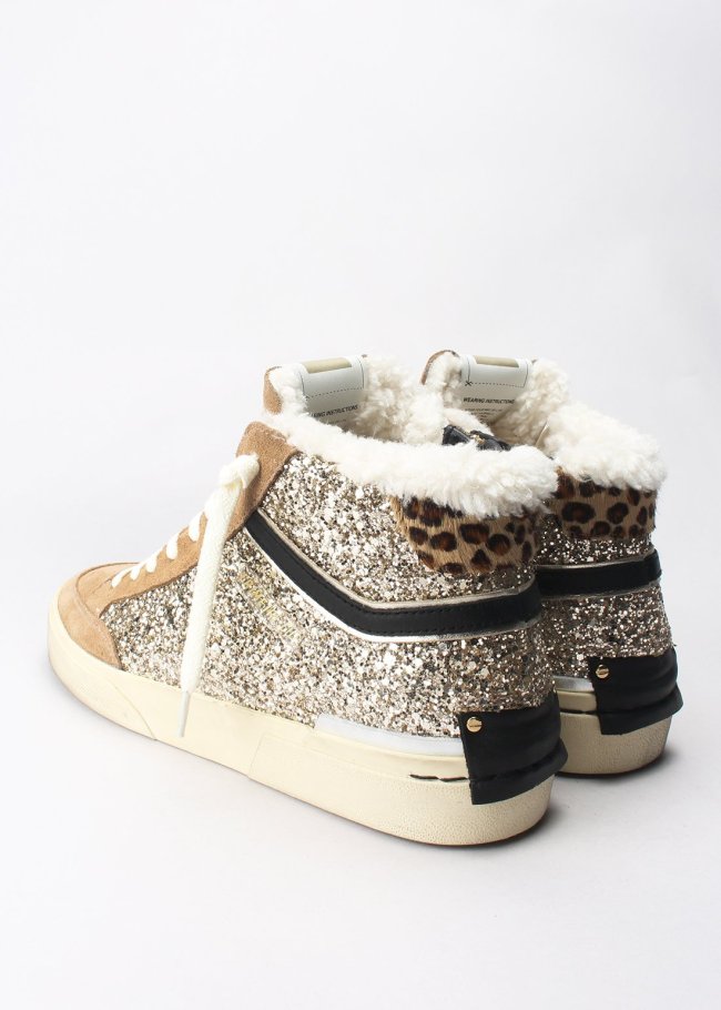 deportiva botin gliter oro